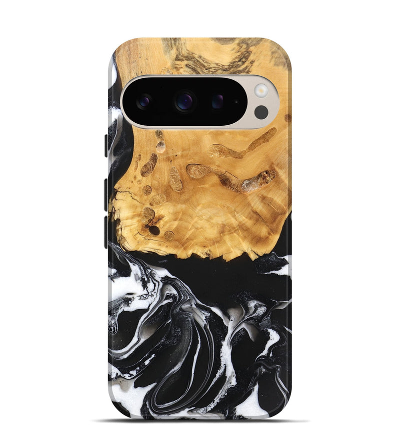 Pixel 9 Pro Wood Live Edge Phone Case - Mathew (Black & White, 746580)