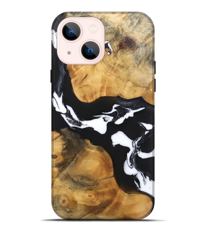 iPhone 14 Plus Wood Live Edge Phone Case - Sloane (Black & White, 746581)