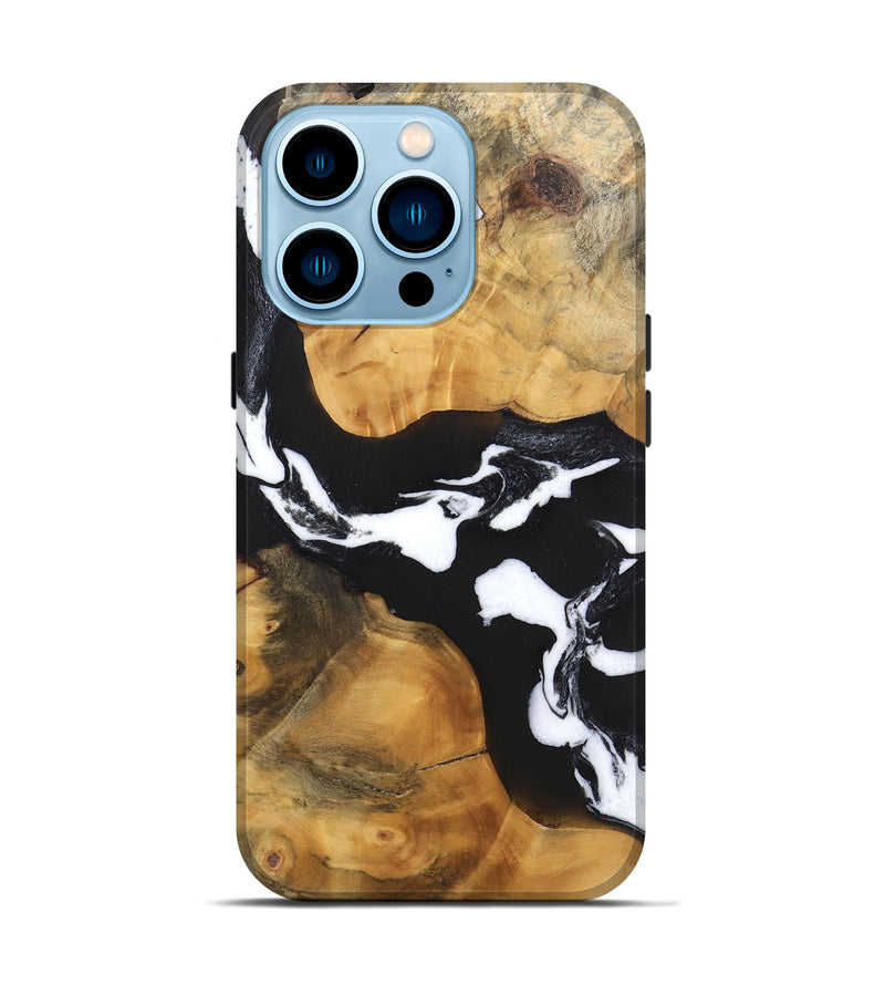 iPhone 14 Pro Wood Live Edge Phone Case - Sloane (Black & White, 746581)