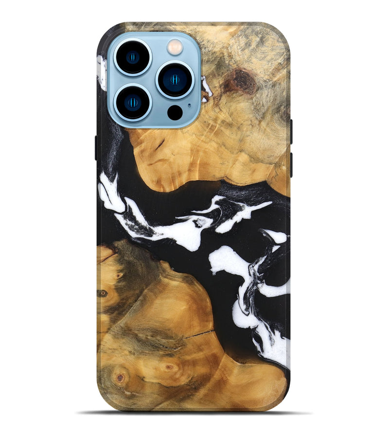 iPhone 14 Pro Max Wood Live Edge Phone Case - Sloane (Black & White, 746581)