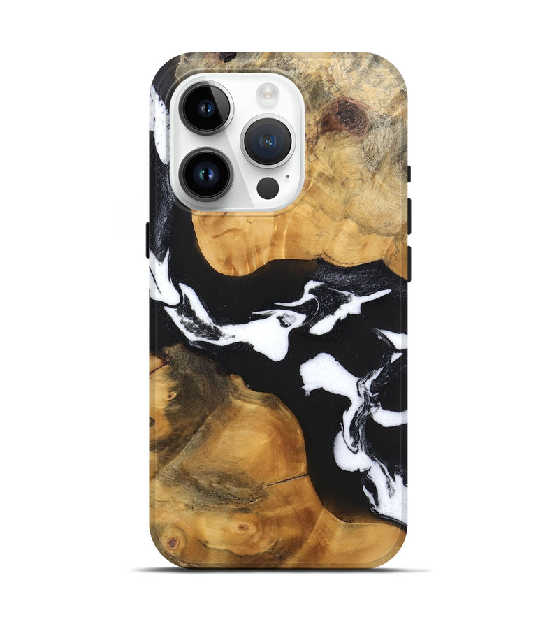 iPhone 15 Pro Wood Live Edge Phone Case - Sloane (Black & White, 746581)