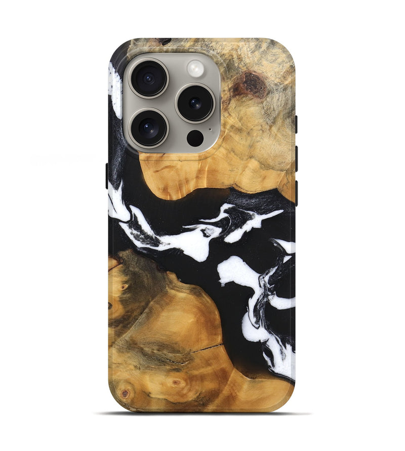 iPhone 16 Pro Wood Live Edge Phone Case - Sloane (Black & White, 746581)