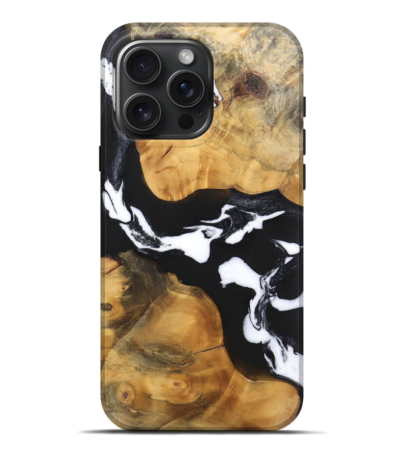 iPhone 16 Pro Max Wood Live Edge Phone Case - Sloane (Black & White, 746581)