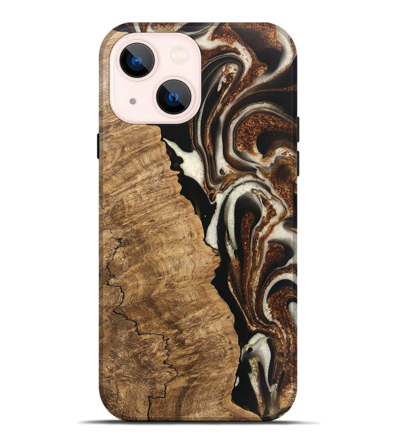 iPhone 14 Plus Wood Live Edge Phone Case - Esteban (Black & White, 746582)