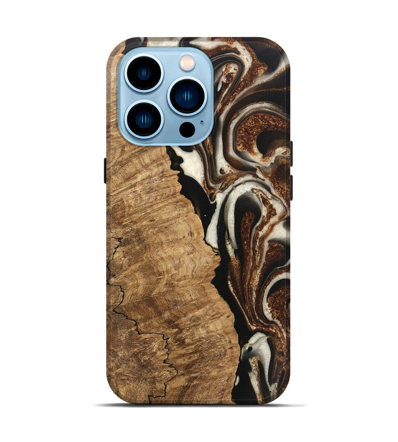 iPhone 14 Pro Wood Live Edge Phone Case - Esteban (Black & White, 746582)