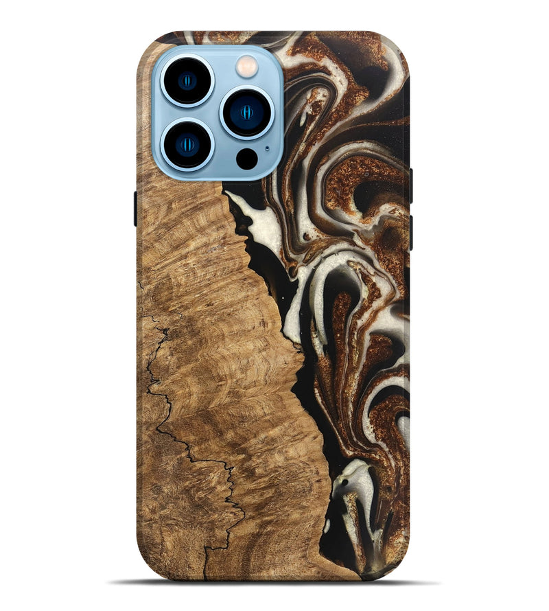 iPhone 14 Pro Max Wood Live Edge Phone Case - Esteban (Black & White, 746582)