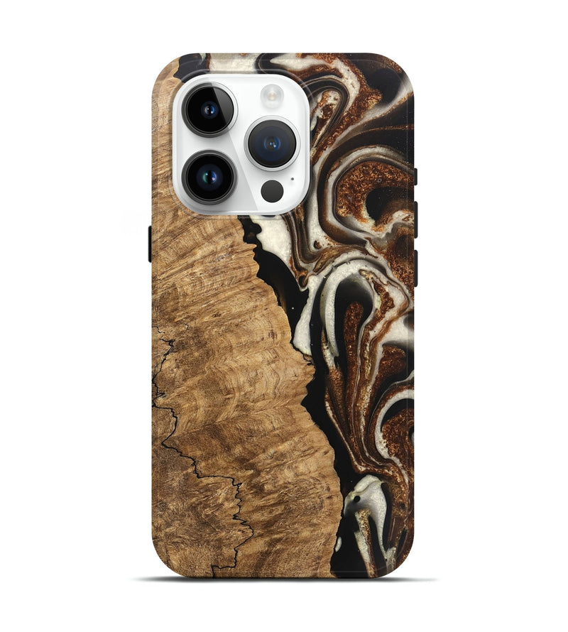 iPhone 15 Pro Wood Live Edge Phone Case - Esteban (Black & White, 746582)