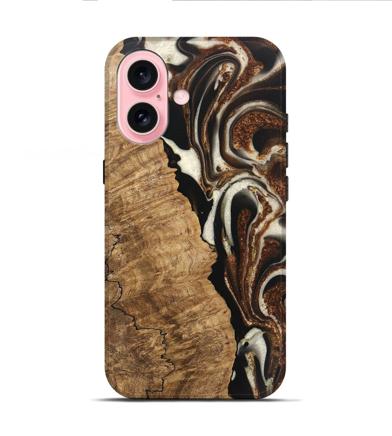 iPhone 16 Wood Live Edge Phone Case - Esteban (Black & White, 746582)