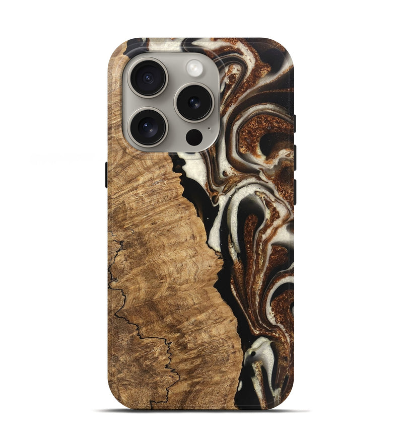 iPhone 16 Pro Wood Live Edge Phone Case - Esteban (Black & White, 746582)