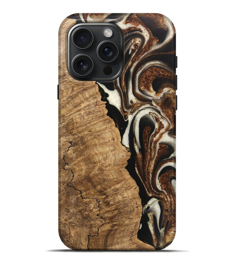 iPhone 16 Pro Max Wood Live Edge Phone Case - Esteban (Black & White, 746582)