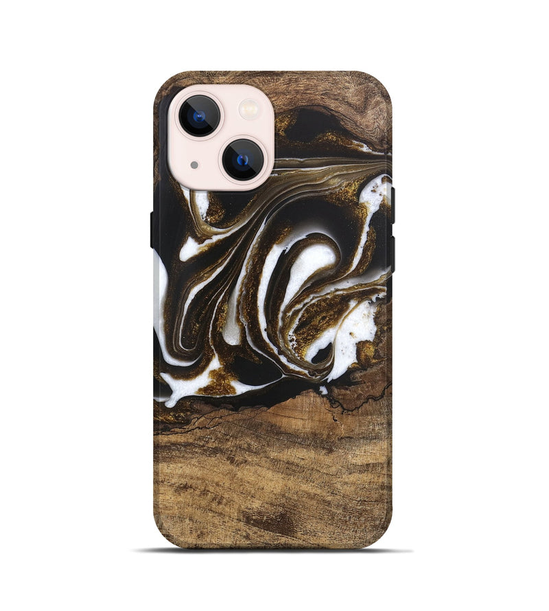 iPhone 13 mini Wood Live Edge Phone Case - Kamryn (Black & White, 746584)