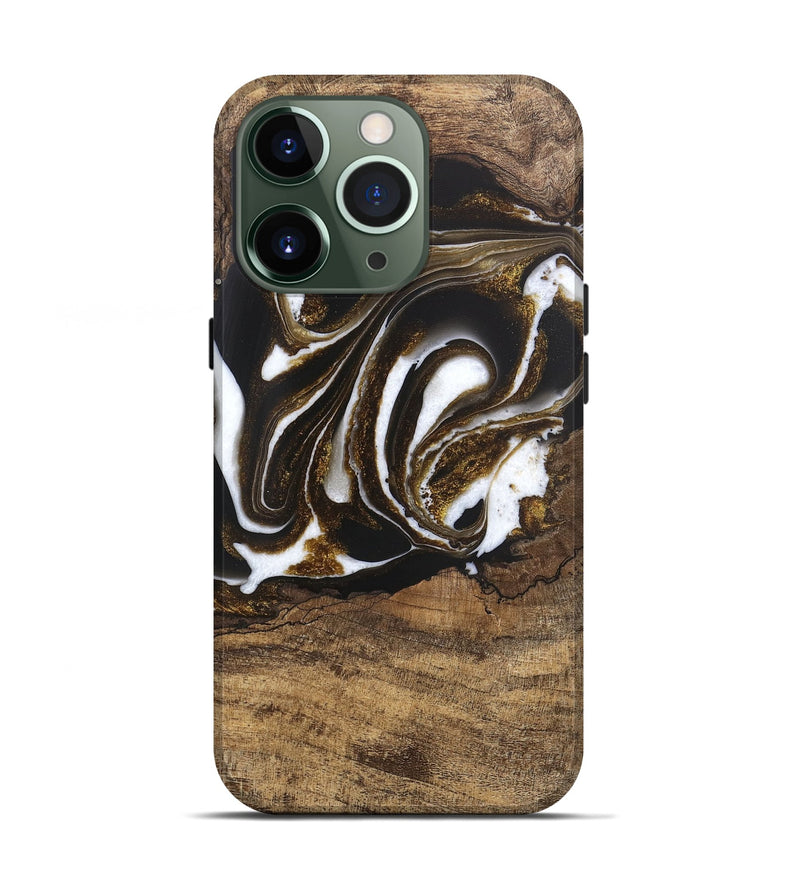 iPhone 13 Pro Wood Live Edge Phone Case - Kamryn (Black & White, 746584)