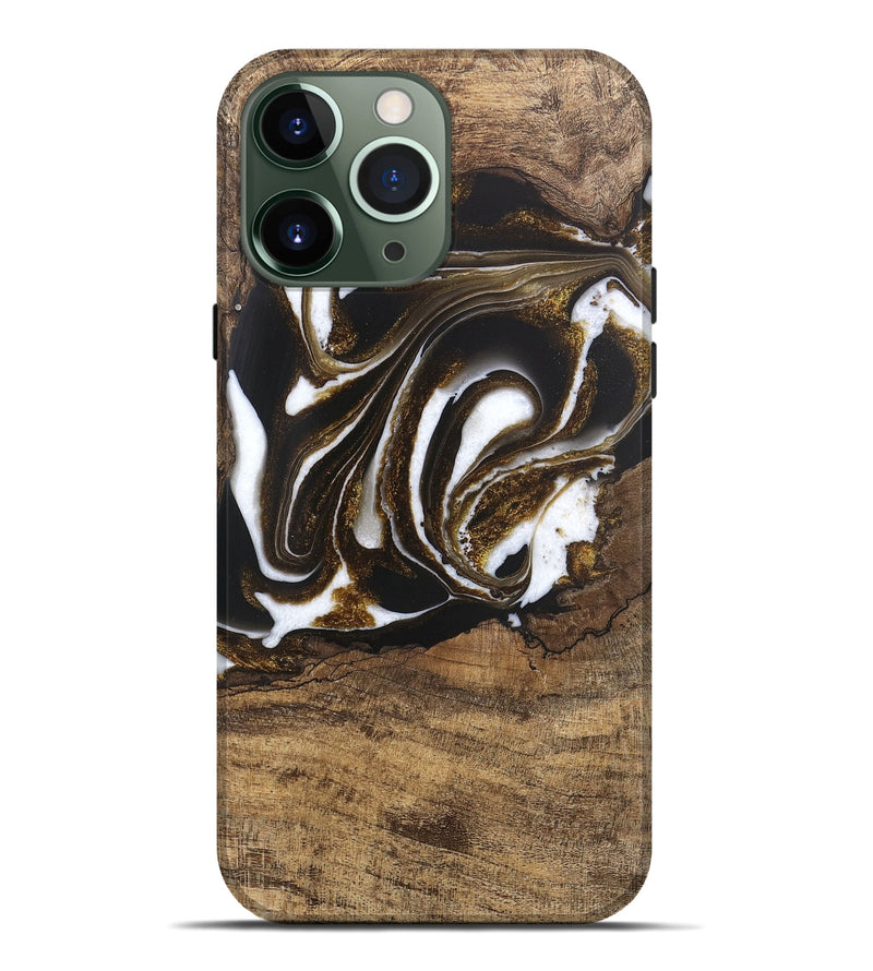 iPhone 13 Pro Max Wood Live Edge Phone Case - Kamryn (Black & White, 746584)