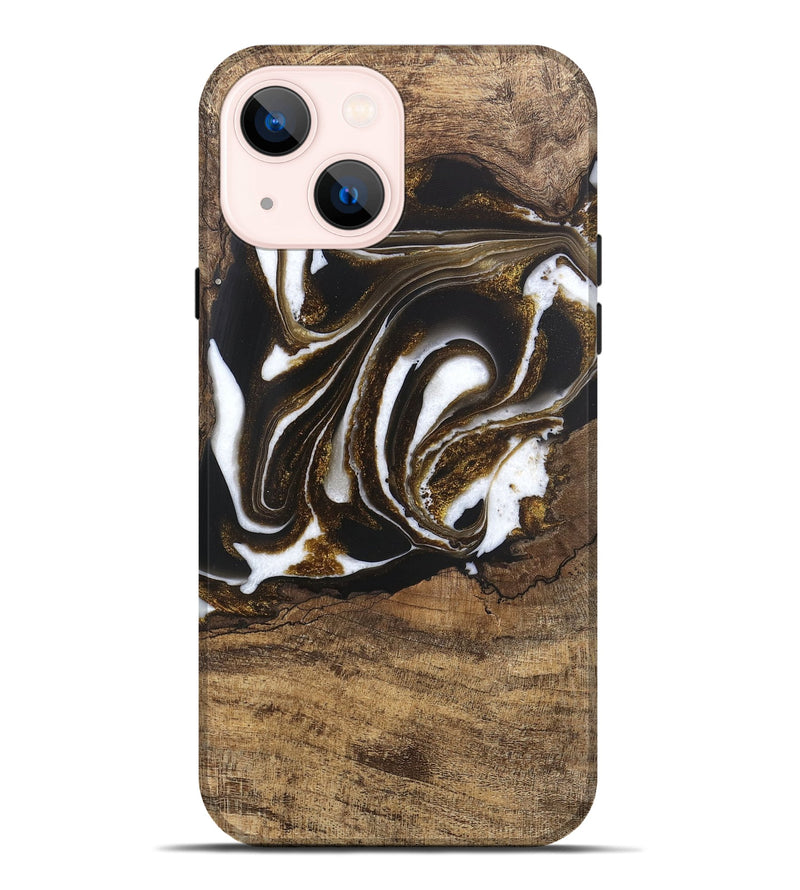 iPhone 14 Plus Wood Live Edge Phone Case - Kamryn (Black & White, 746584)