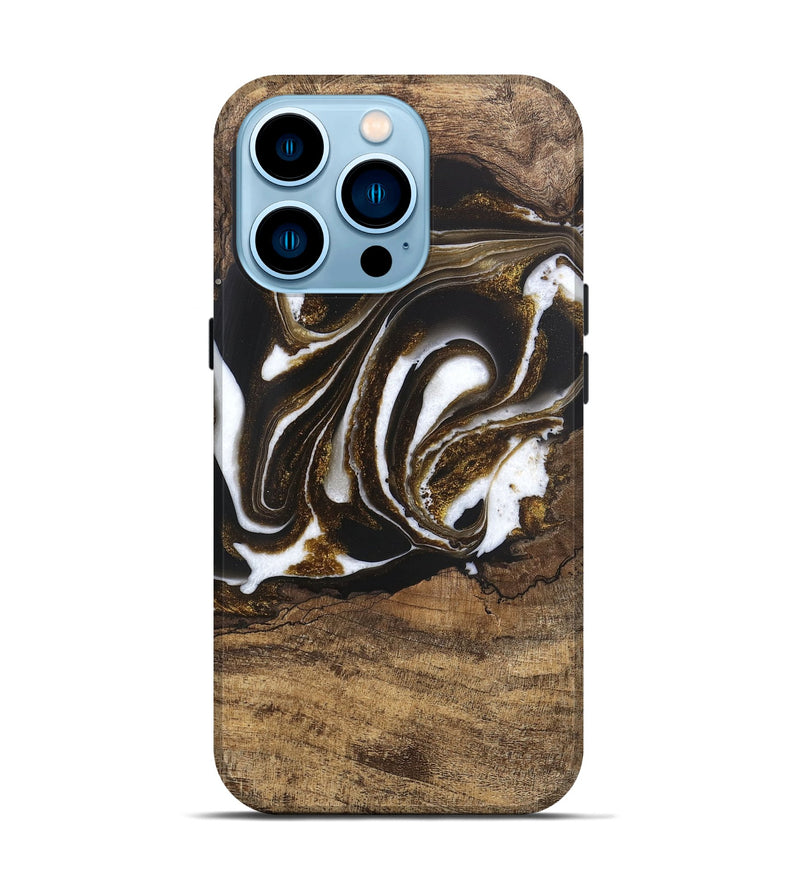 iPhone 14 Pro Wood Live Edge Phone Case - Kamryn (Black & White, 746584)