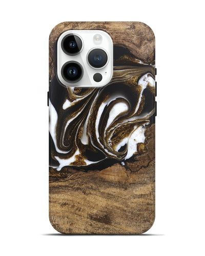 iPhone 15 Pro Wood Live Edge Phone Case - Kamryn (Black & White, 746584)