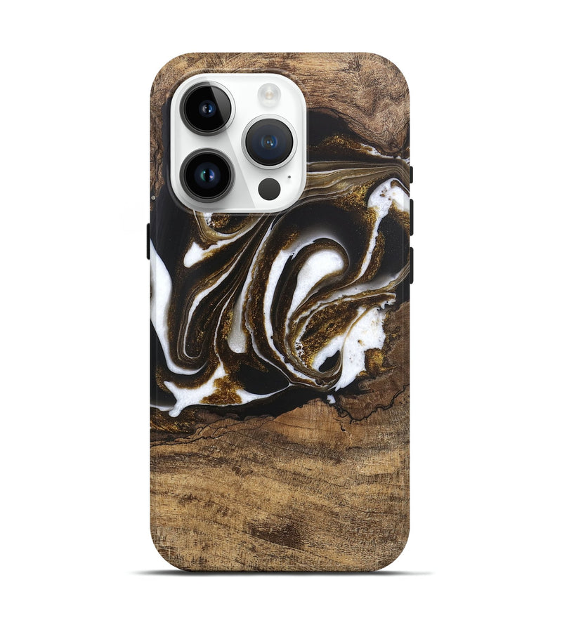 iPhone 15 Pro Wood Live Edge Phone Case - Kamryn (Black & White, 746584)