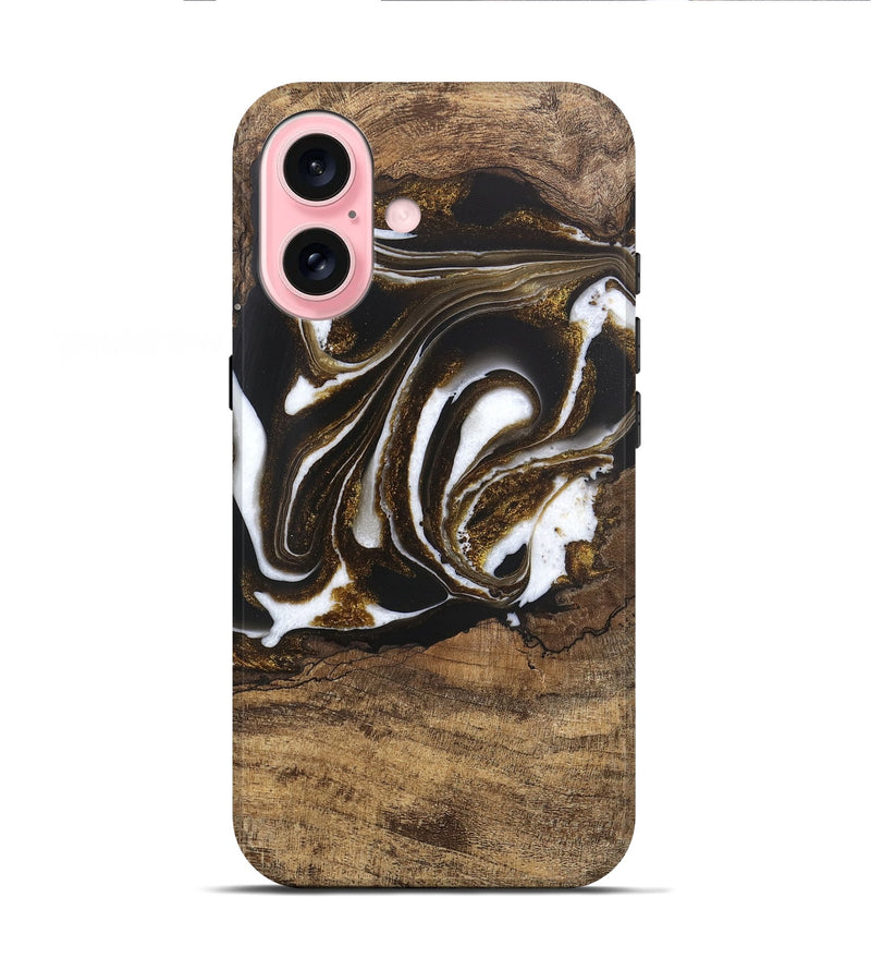 iPhone 16 Wood Live Edge Phone Case - Kamryn (Black & White, 746584)