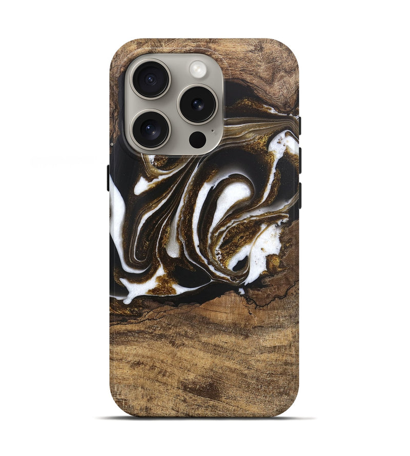 iPhone 16 Pro Wood Live Edge Phone Case - Kamryn (Black & White, 746584)