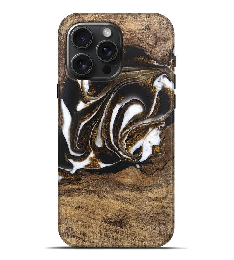 iPhone 16 Pro Max Wood Live Edge Phone Case - Kamryn (Black & White, 746584)