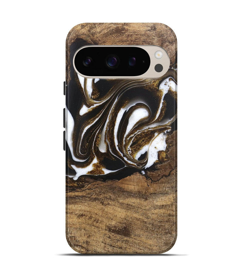 Pixel 9 Pro Wood Live Edge Phone Case - Kamryn (Black & White, 746584)