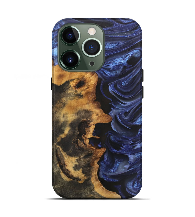 iPhone 13 Pro Wood Live Edge Phone Case - Mariela (Blue, 746585)