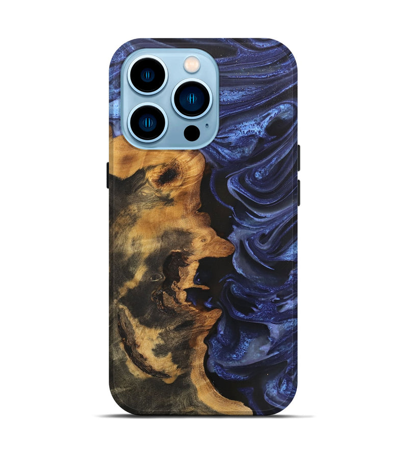 iPhone 14 Pro Wood Live Edge Phone Case - Mariela (Blue, 746585)