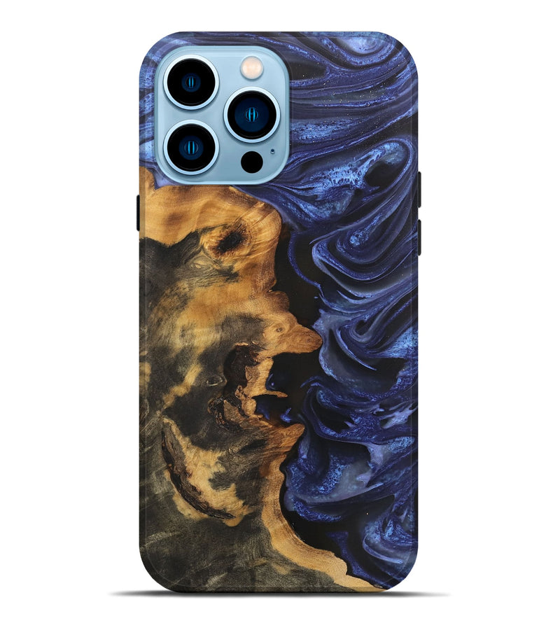 iPhone 14 Pro Max Wood Live Edge Phone Case - Mariela (Blue, 746585)