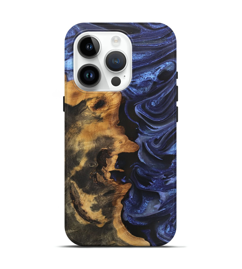 iPhone 15 Pro Wood Live Edge Phone Case - Mariela (Blue, 746585)