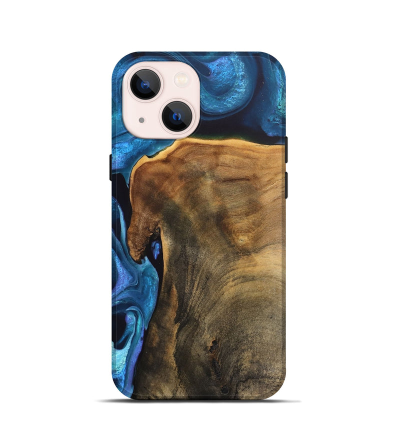 iPhone 13 mini Wood Live Edge Phone Case - Rubye (Blue, 746586)