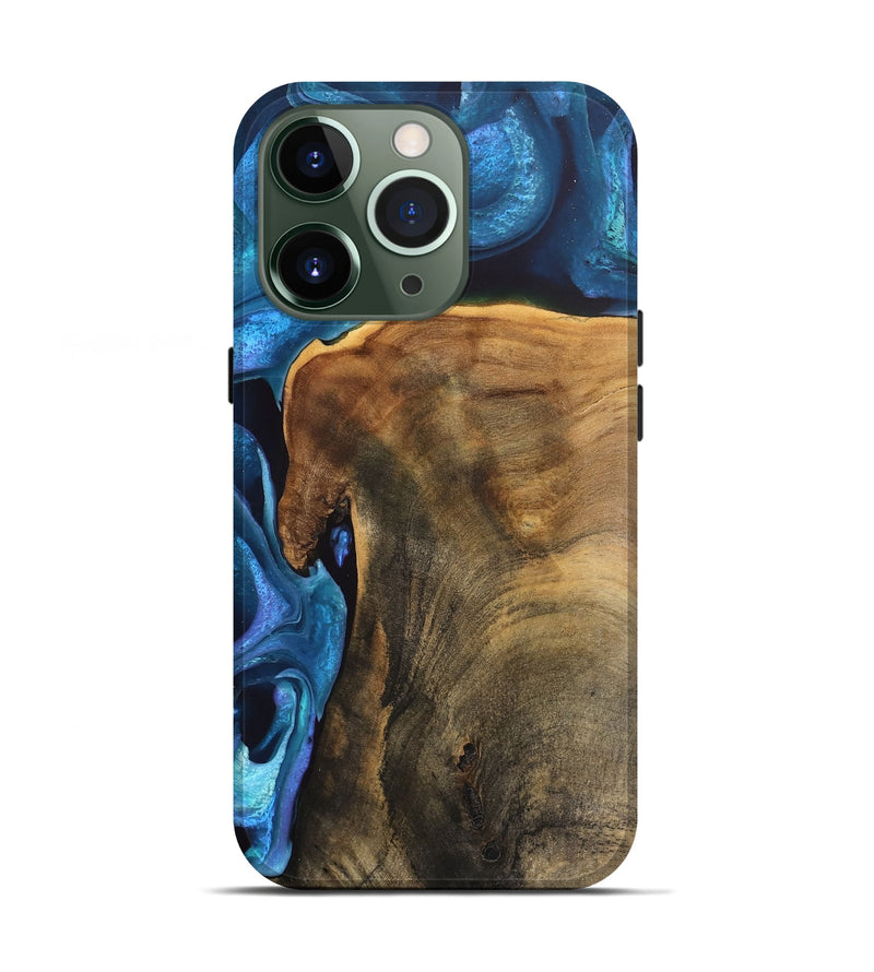 iPhone 13 Pro Wood Live Edge Phone Case - Rubye (Blue, 746586)