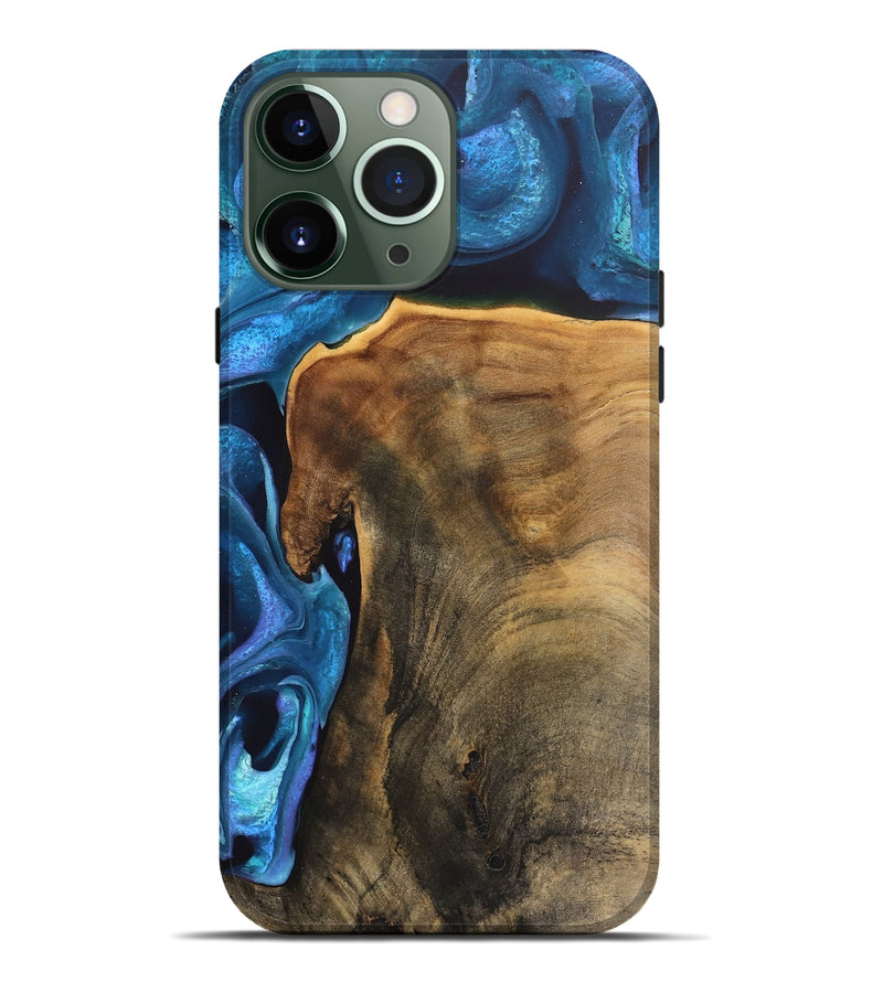 iPhone 13 Pro Max Wood Live Edge Phone Case - Rubye (Blue, 746586)