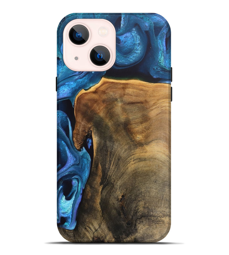 iPhone 14 Plus Wood Live Edge Phone Case - Rubye (Blue, 746586)