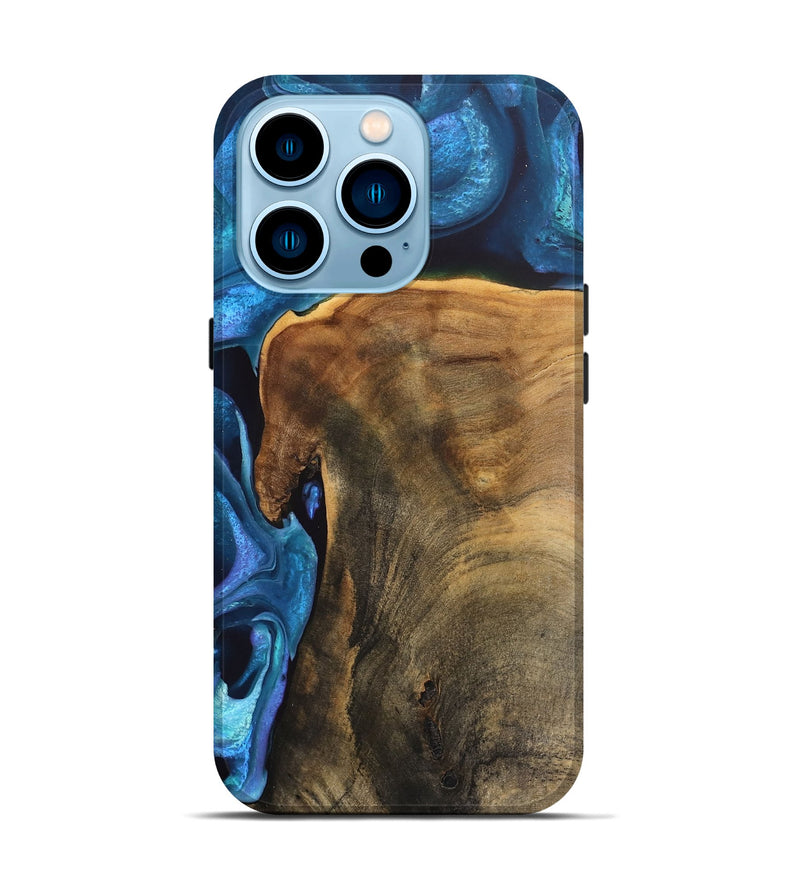 iPhone 14 Pro Wood Live Edge Phone Case - Rubye (Blue, 746586)