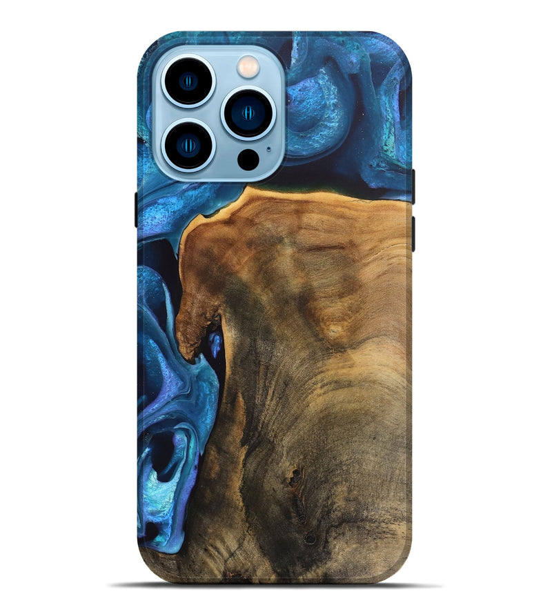 iPhone 14 Pro Max Wood Live Edge Phone Case - Rubye (Blue, 746586)