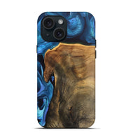 iPhone 15 Wood Live Edge Phone Case - Rubye (Blue, 746586)