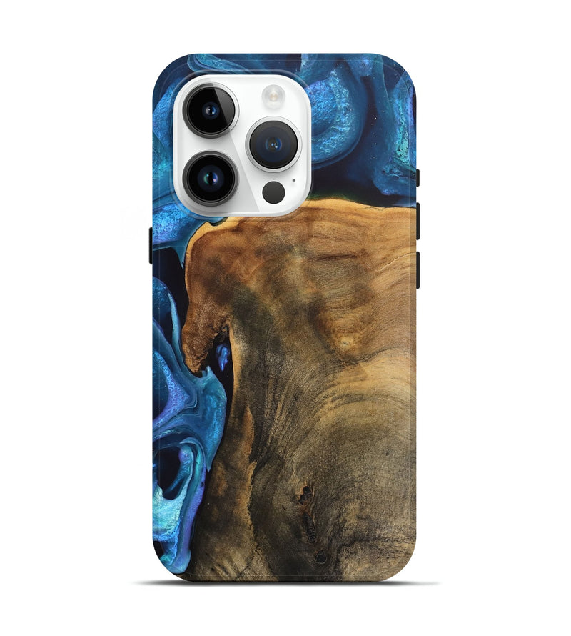 iPhone 15 Pro Wood Live Edge Phone Case - Rubye (Blue, 746586)