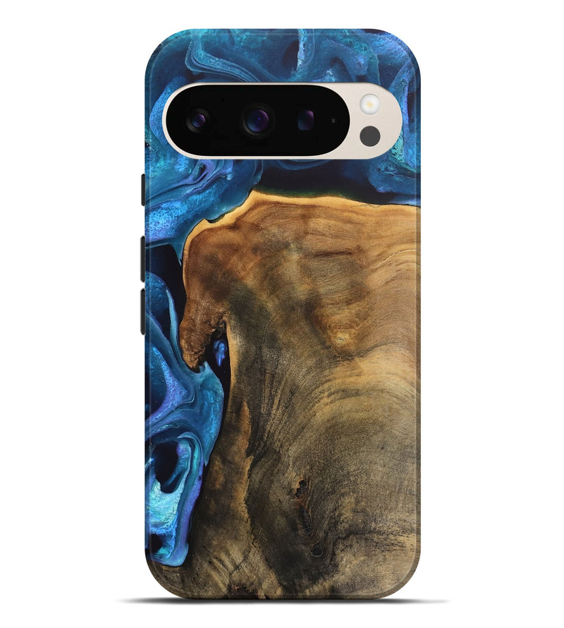 Pixel 9 Pro XL Wood Live Edge Phone Case - Rubye (Blue, 746586)