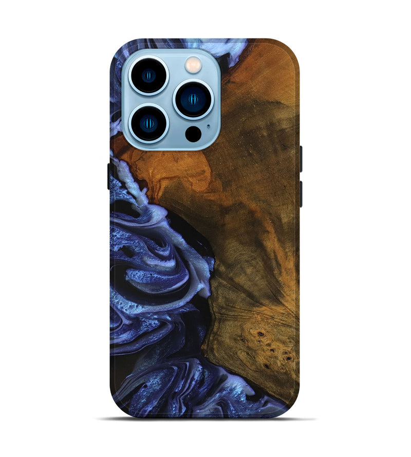 iPhone 14 Pro Wood Live Edge Phone Case - Antone (Blue, 746587)