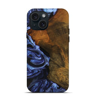 iPhone 15 Wood Live Edge Phone Case - Antone (Blue, 746587)