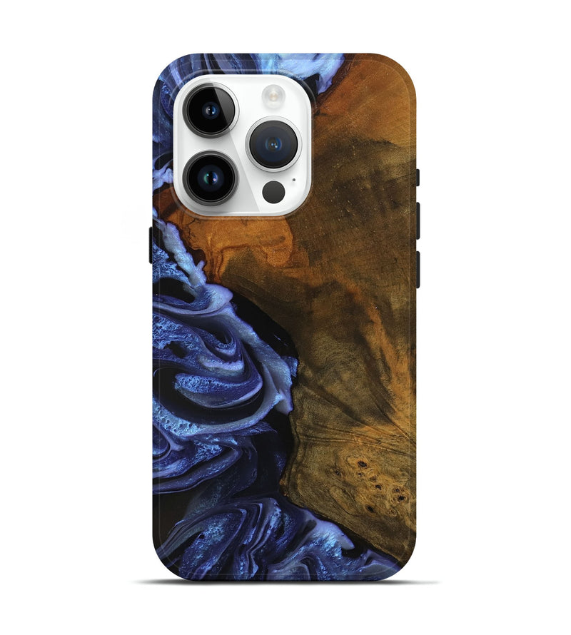 iPhone 15 Pro Wood Live Edge Phone Case - Antone (Blue, 746587)