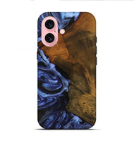 iPhone 16 Wood Live Edge Phone Case - Antone (Blue, 746587)