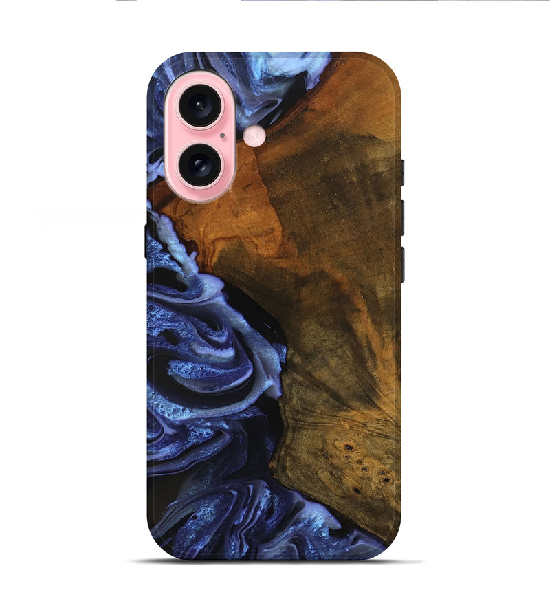 iPhone 16 Wood Live Edge Phone Case - Antone (Blue, 746587)