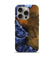 iPhone 16 Pro Wood Live Edge Phone Case - Antone (Blue, 746587)