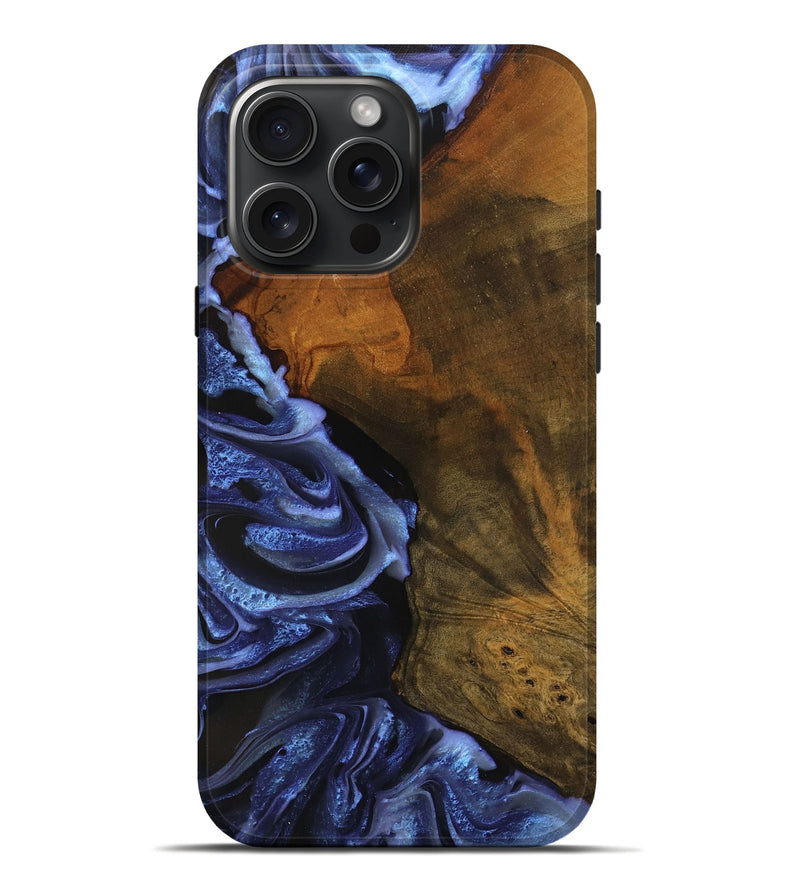 iPhone 16 Pro Max Wood Live Edge Phone Case - Antone (Blue, 746587)