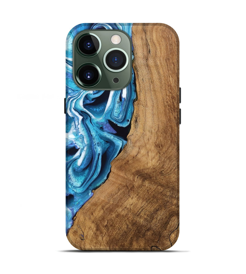 iPhone 13 Pro Wood Live Edge Phone Case - Boaz (Blue, 746588)