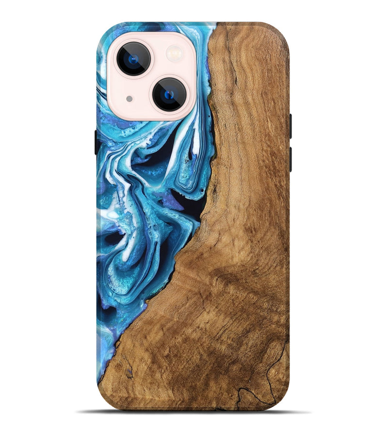 iPhone 14 Plus Wood Live Edge Phone Case - Boaz (Blue, 746588)