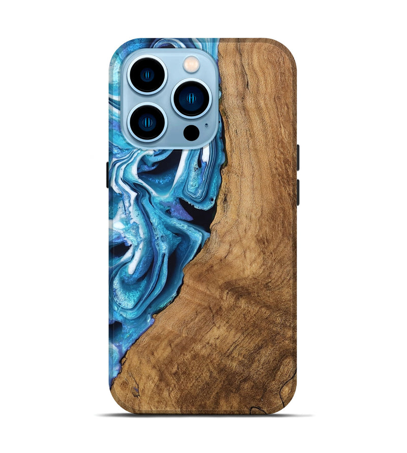 iPhone 14 Pro Wood Live Edge Phone Case - Boaz (Blue, 746588)