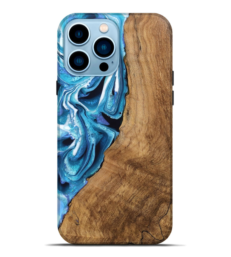 iPhone 14 Pro Max Wood Live Edge Phone Case - Boaz (Blue, 746588)