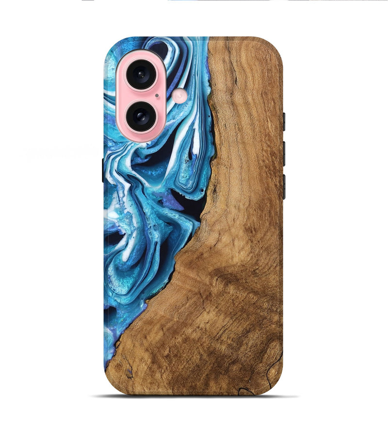 iPhone 16 Wood Live Edge Phone Case - Boaz (Blue, 746588)